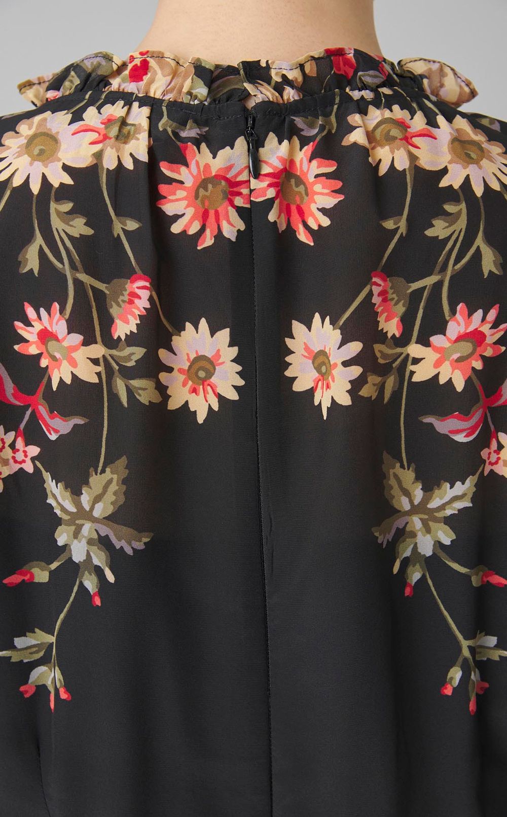 マルチフラワープリントギャザーワンピース