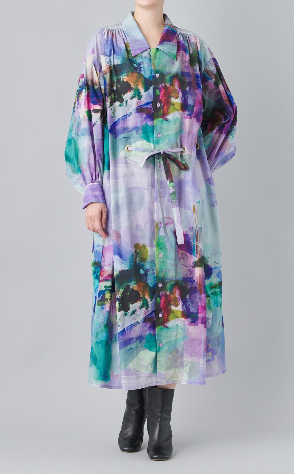 モネプリントコットンシャツワンピース