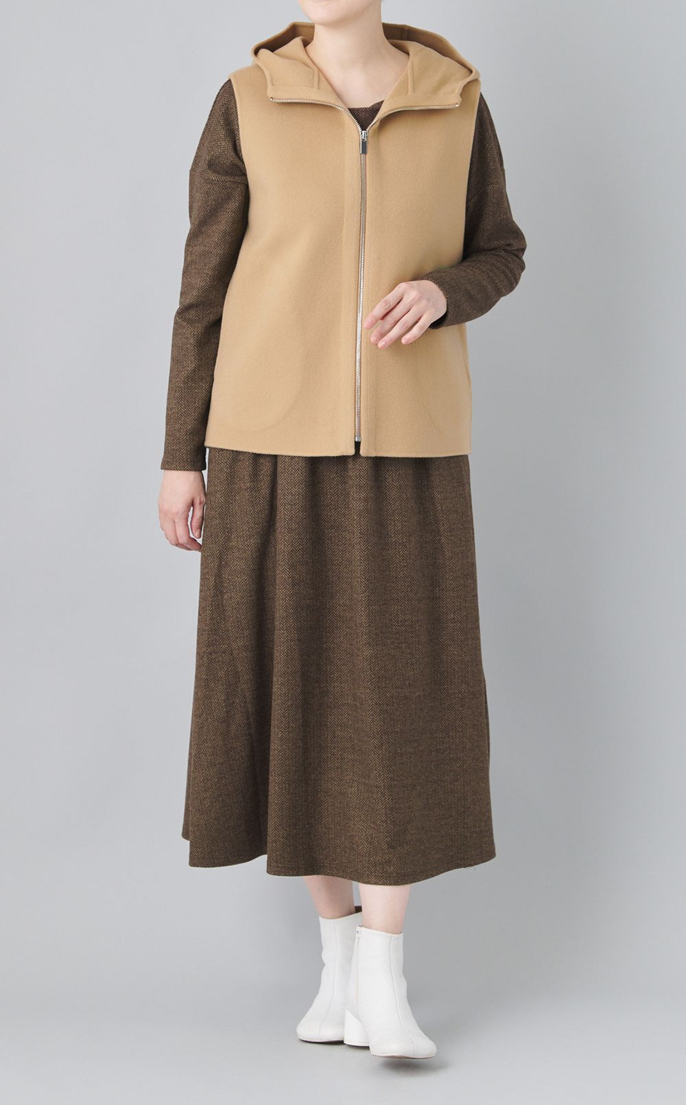 ヘリンボーンギャザーワンピース