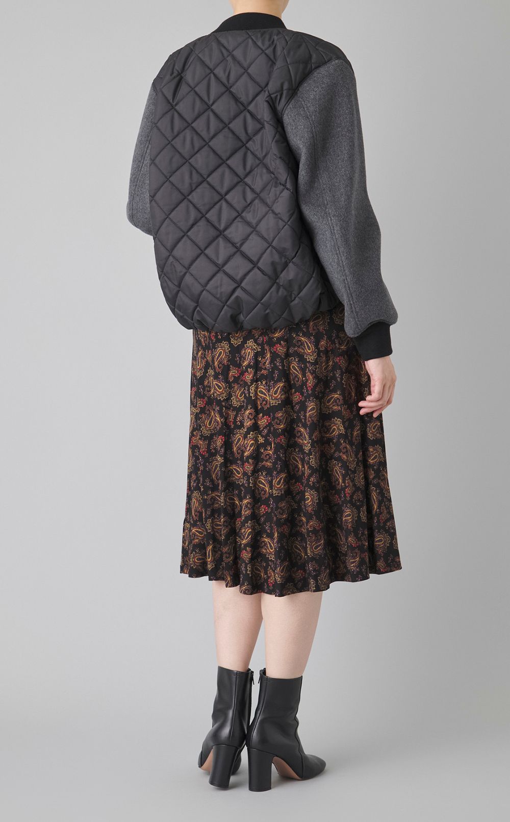 異素材ウールキルティングブルゾン