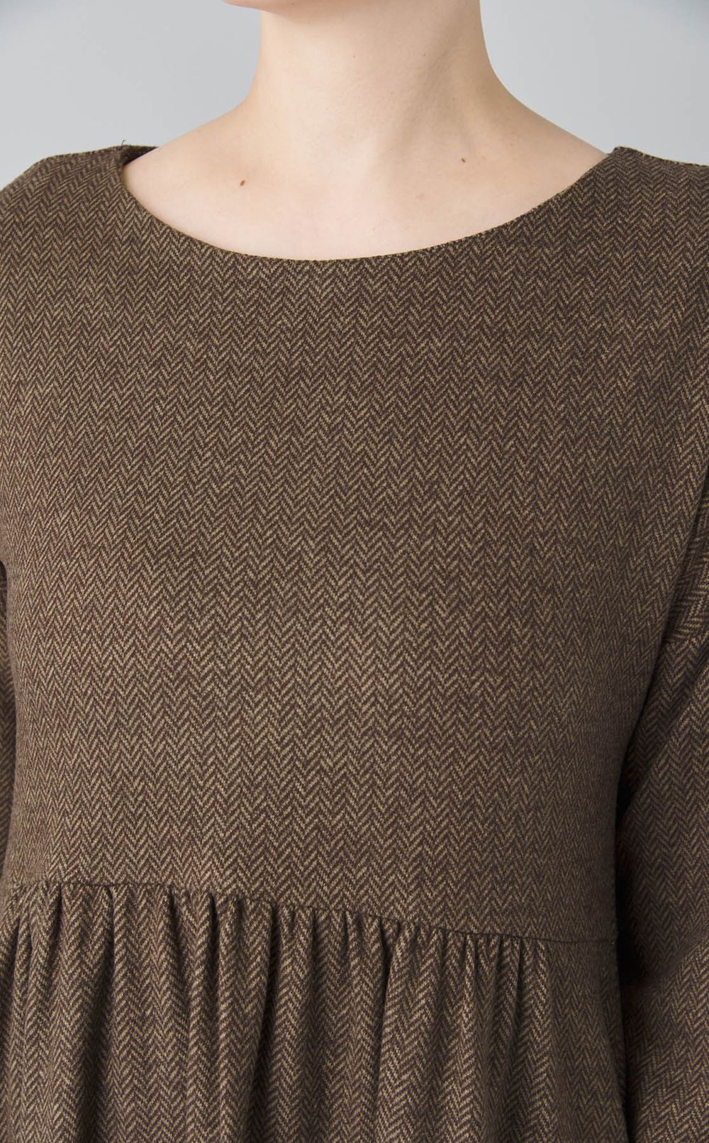 ヘリンボーンギャザーワンピース