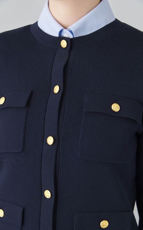 ミラノリブノーカラーニットジャケット