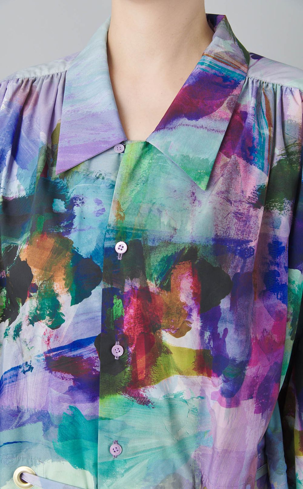 モネプリントコットンシャツワンピース