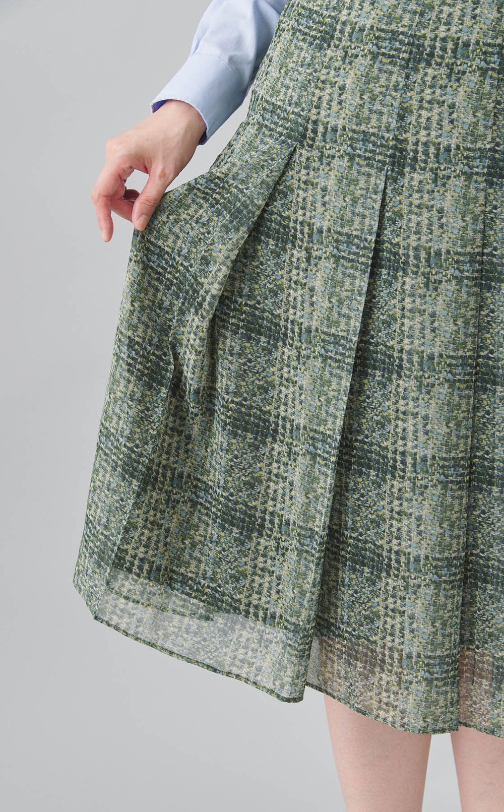 シアーチェックプリーツスカー卜