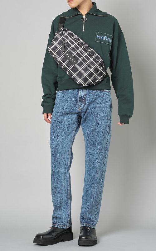 チェックナイロンウェストバック