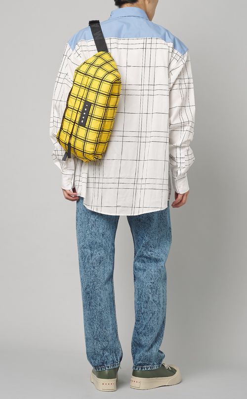 チェックナイロンウェストバック