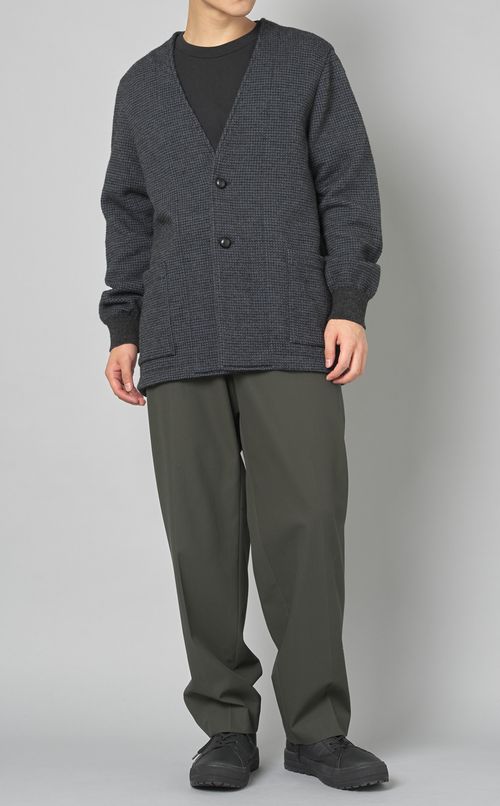 チドリ柄チェックノーカラージャケット