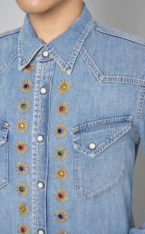 デニムウェスタンスタッズシャツ