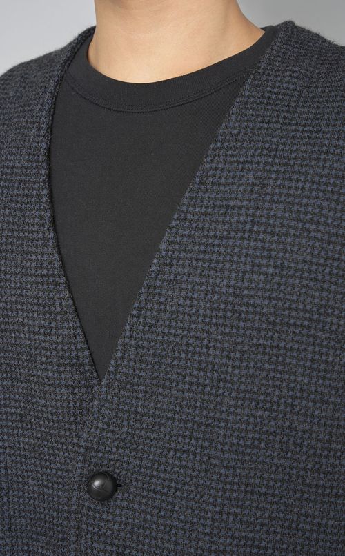 チドリ柄チェックノーカラージャケット