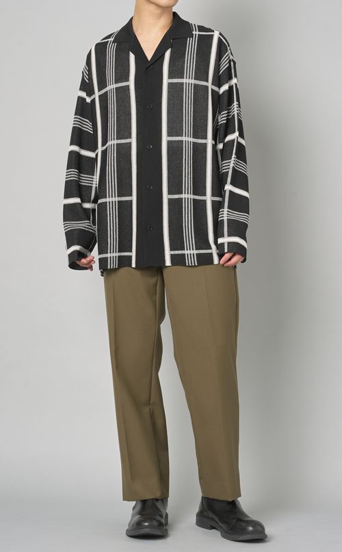 オープンカラーニットシャツ