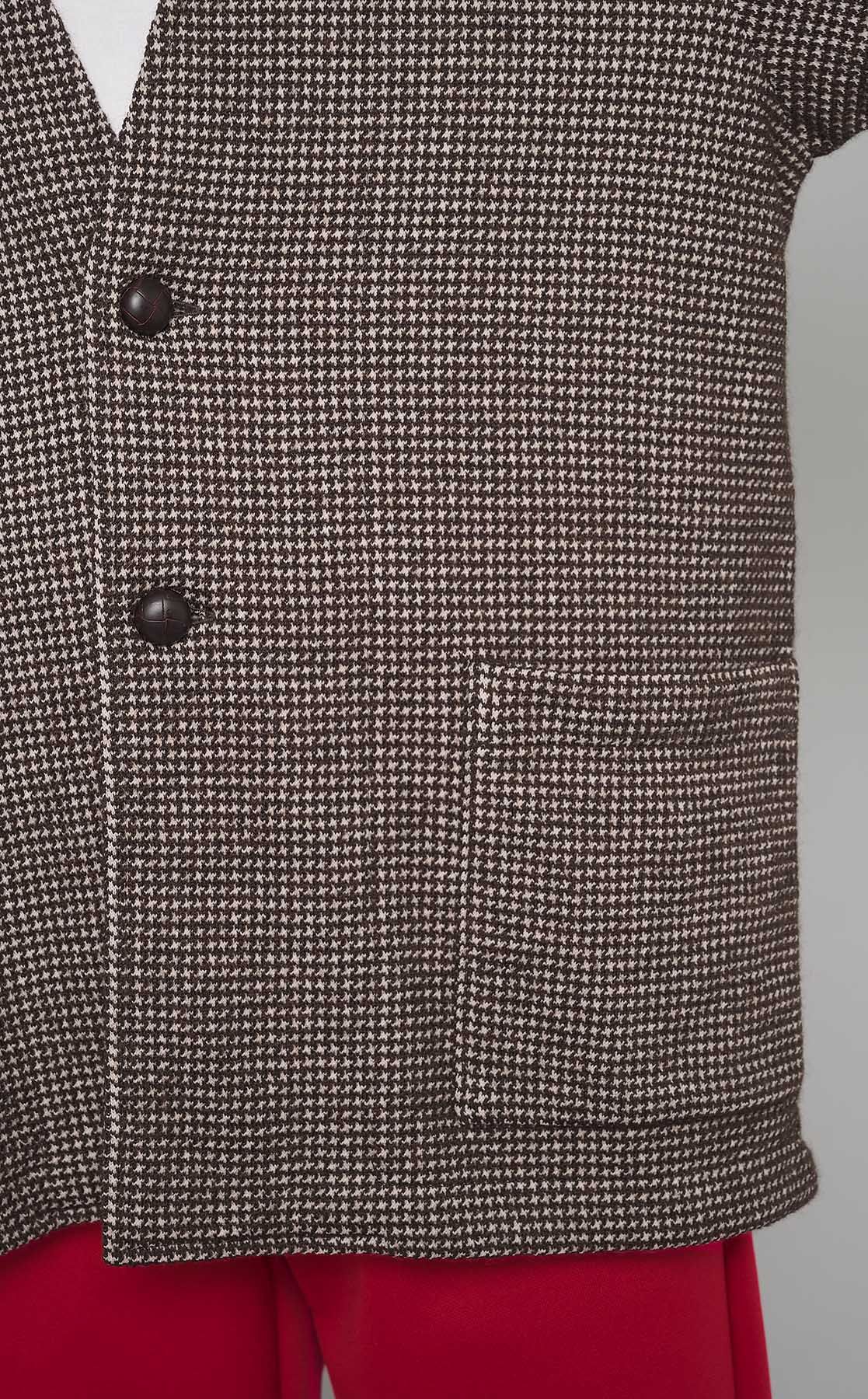 ジャケット ノーカラージャケット 千鳥チェックノーカラージャケット