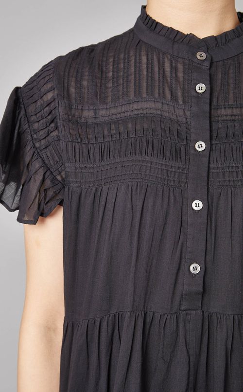 ピンタックコットンティアードブラウス