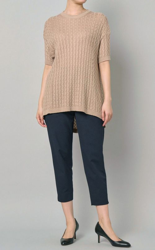 ケーブルクルーネックニットプルオーバー