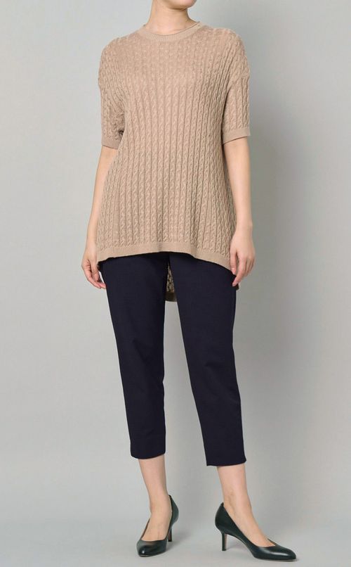 チェックサッカーテーパードパンツ