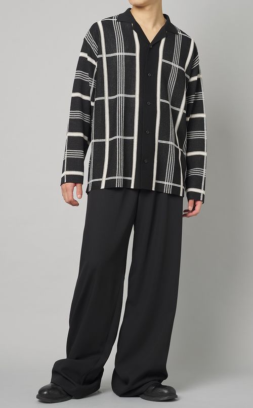 オープンカラーニットシャツ