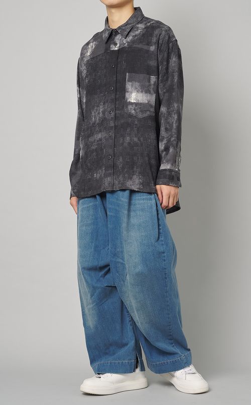 ワイドタックデニムパンツ