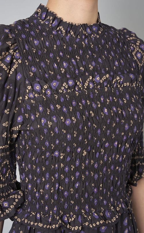 コットンパフスリーブスモックワンピース