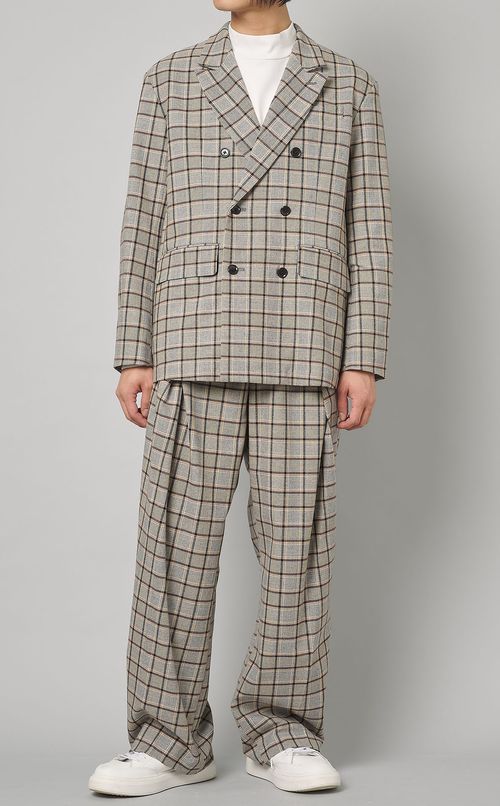 ストレッチプレイドダブルジャケット