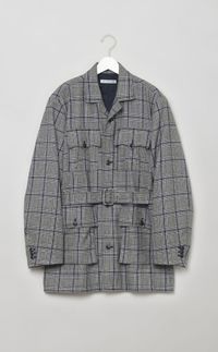 ウールチェックサファリジャケット