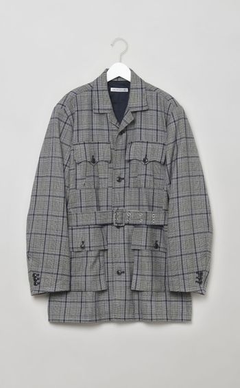 ウールチェックサファリジャケット