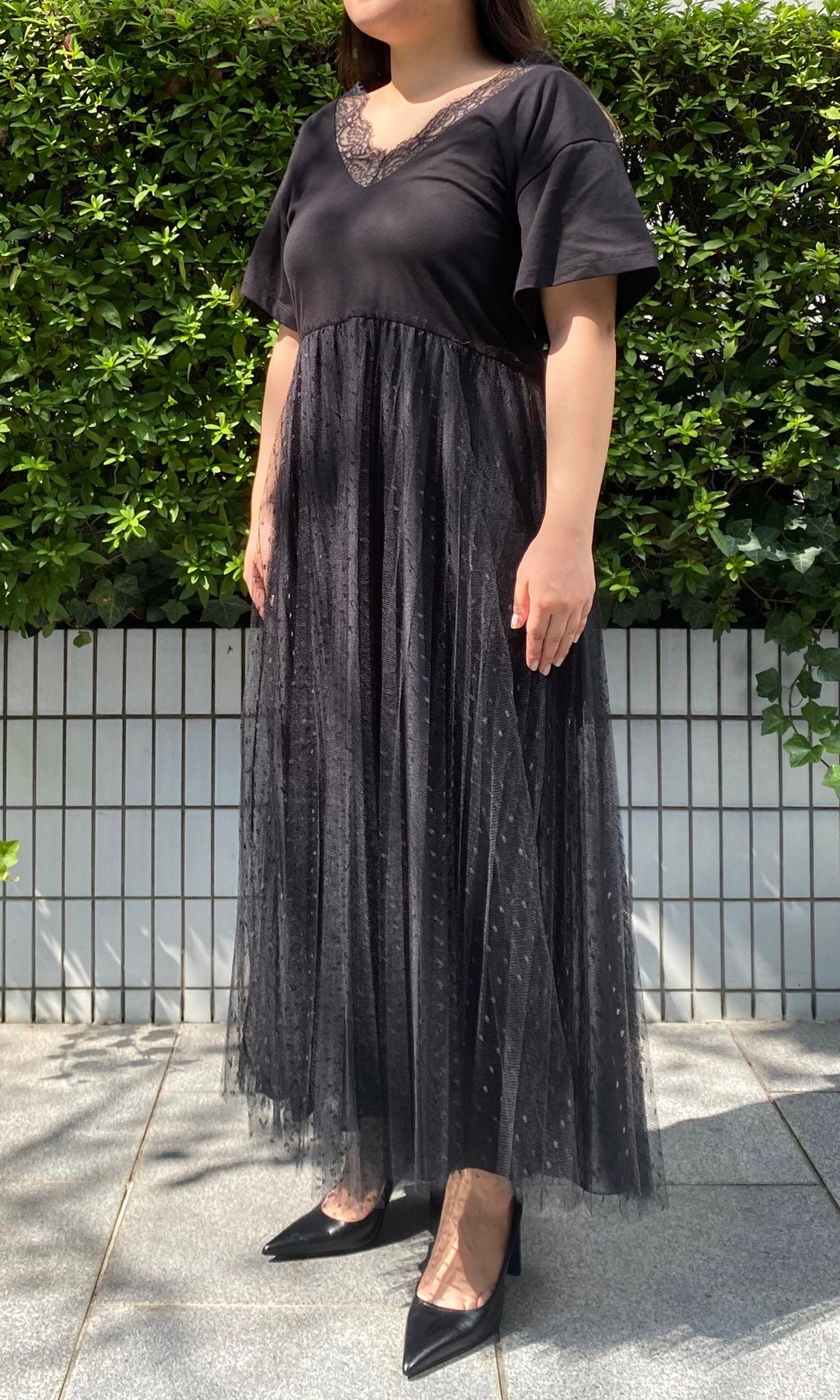 RED VALENTINO チュールワンピース  レース　ドット　黒　ブラック ドット（水玉） RED VALENTINO(レッドヴァレンティノ