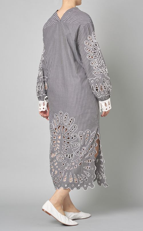 レースストライプロングワンピース