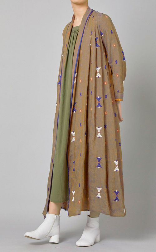 リネンエンブロイダリーロングガウン