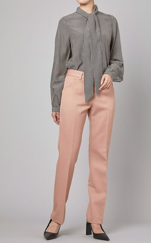 プリントボウタイブラウス