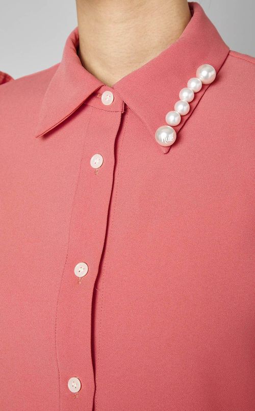 フリルスリーブクロップドシャツ