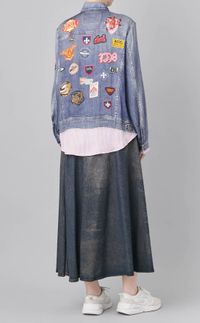 トロンプルイユデニムプリントシャツ