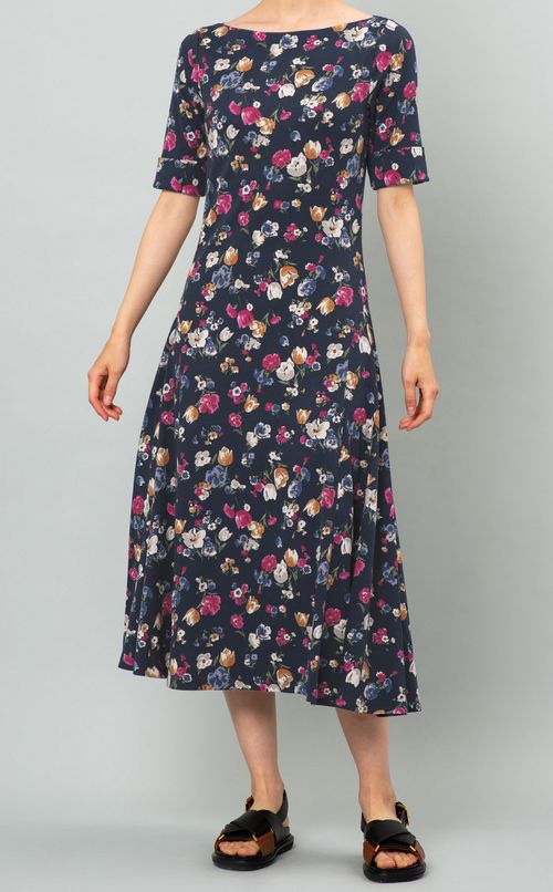 フラワープリントジャージーワンピース