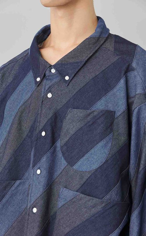 アーティザンパッチワークデニムシャツ