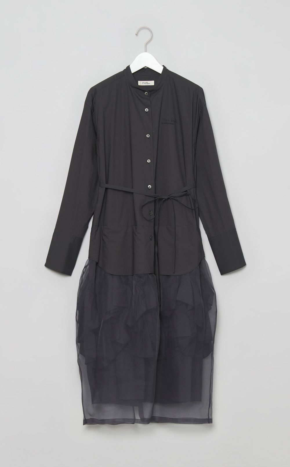 コットンシアーベルテッドシャツワンピース