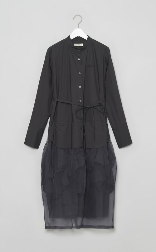 コットンシアーベルテッドシャツワンピース