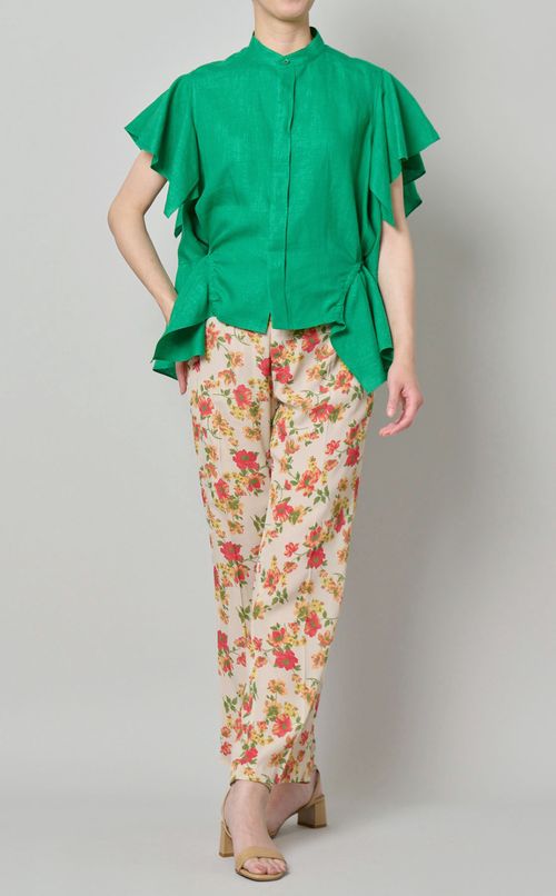 フラワープリントストレートパンツ