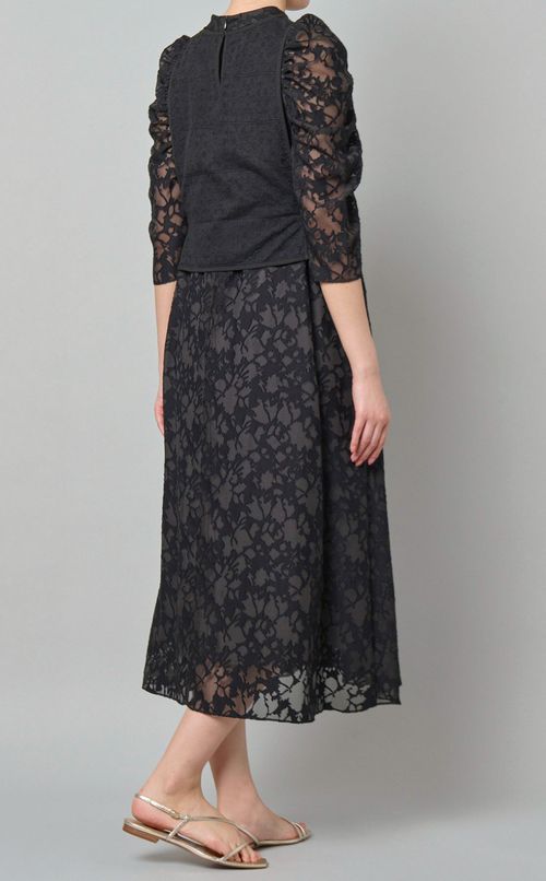 2way異素材ギャザースリーブドレス