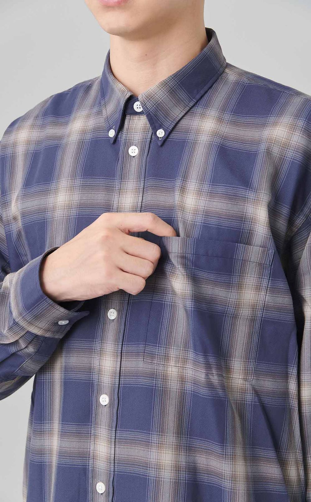 オンブレチェックオーバーサイズシャツ