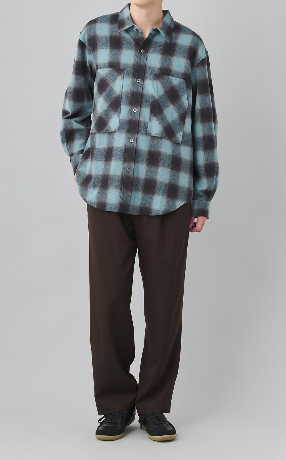 チェックミリタリースリーブシャツ