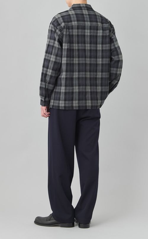 ウールチェックオープンカラーシャツ