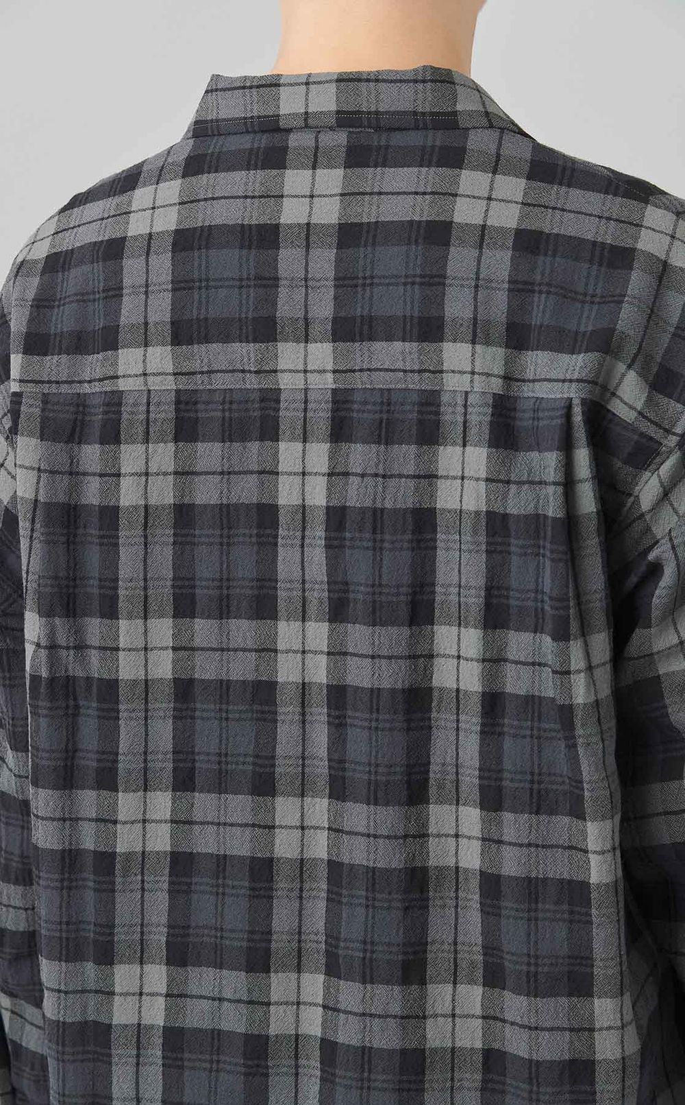 ウールチェックオープンカラーシャツ