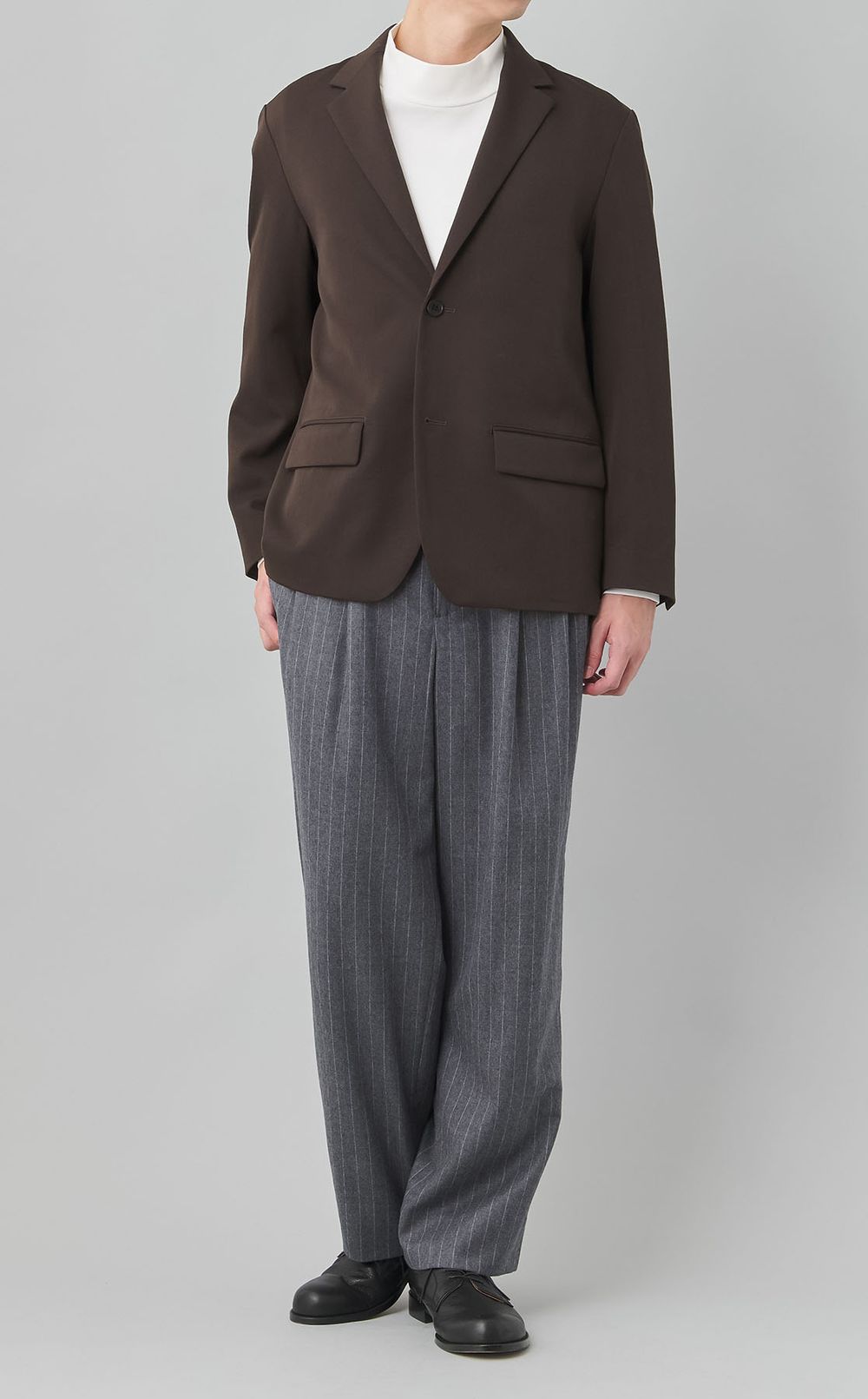 ウールストライプ2タックトラウザー