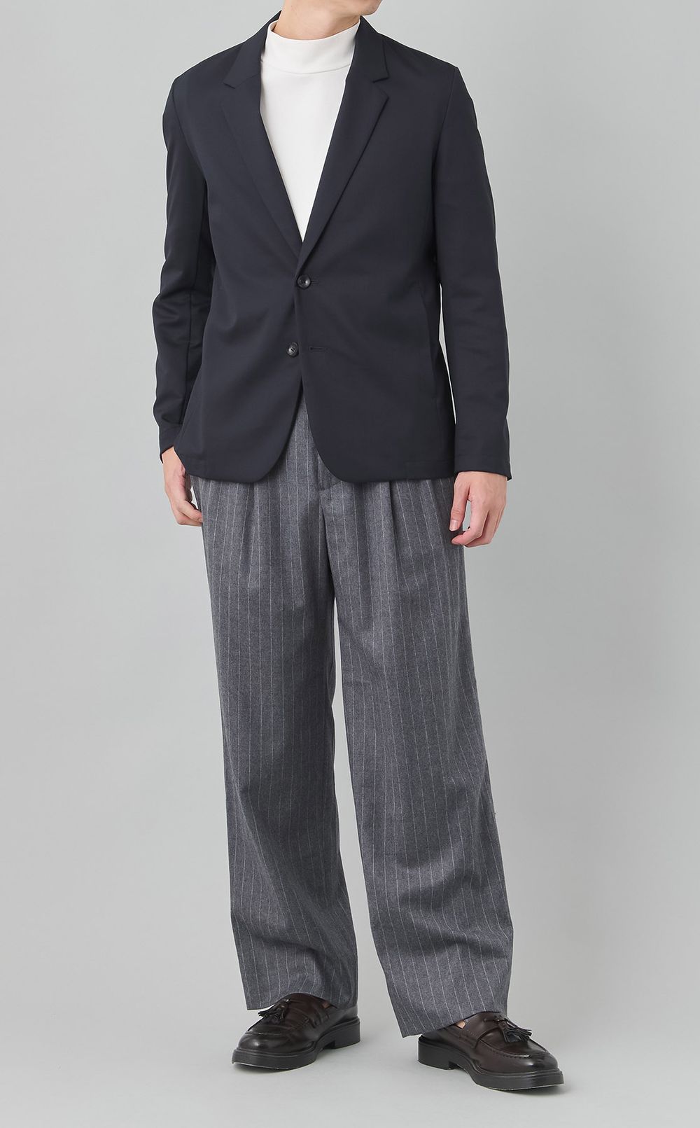 ウールストライプ2タックトラウザー