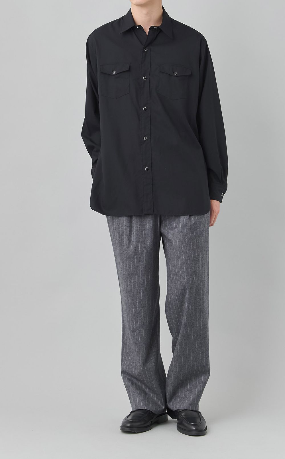 ウールストライプ2タックトラウザー