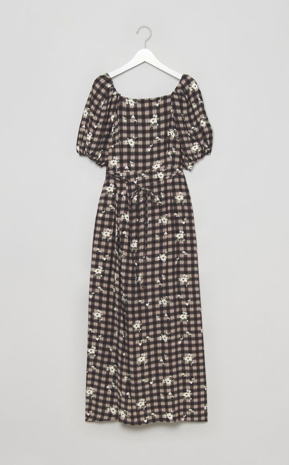 スクエアネックプリントワンピース