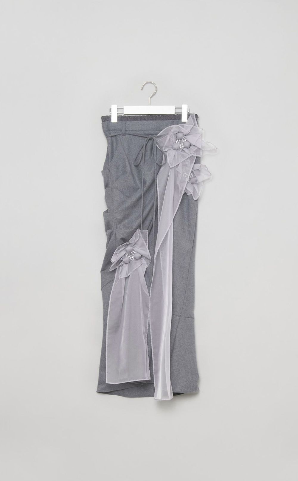 フラワーモチーフウール混ロングスカート