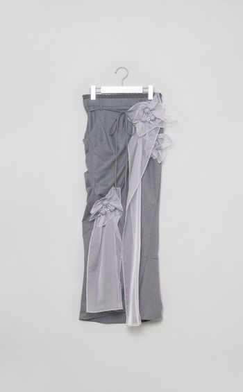 フラワーモチーフウール混ロングスカート