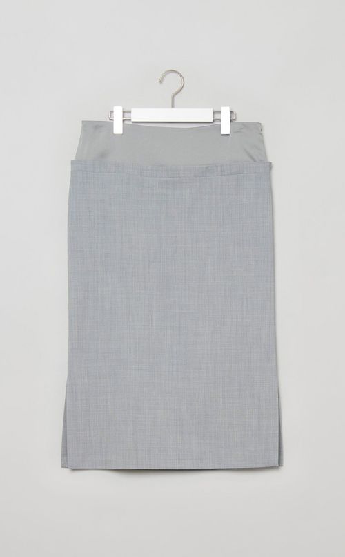 異素材アイラインスリットミディスカート