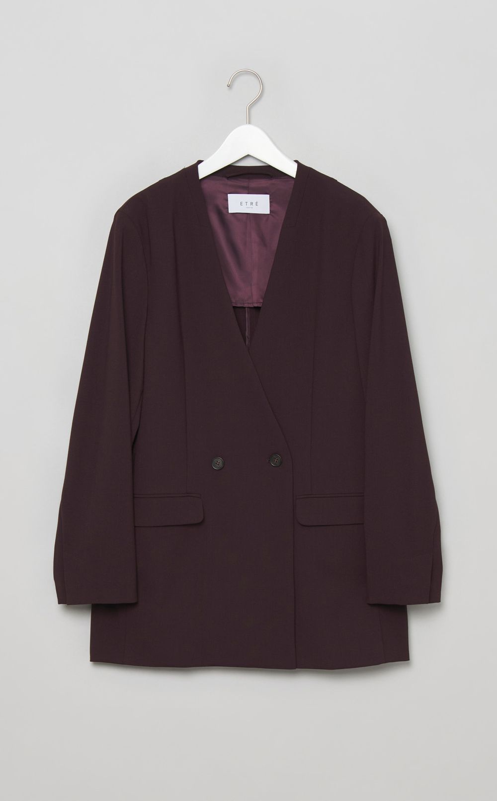 ノーカラーダブルブレストジャケット