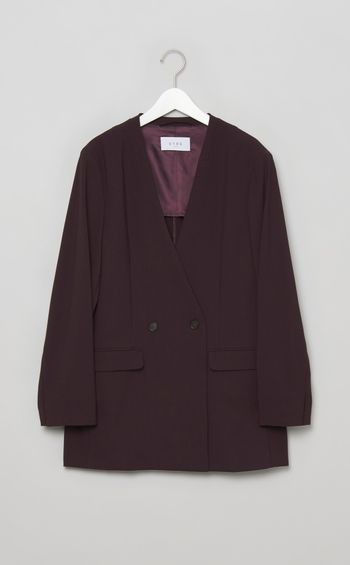 ノーカラーダブルブレストジャケット
