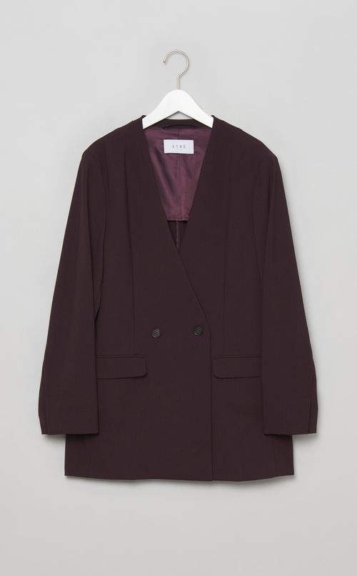 ノーカラーダブルブレストジャケット